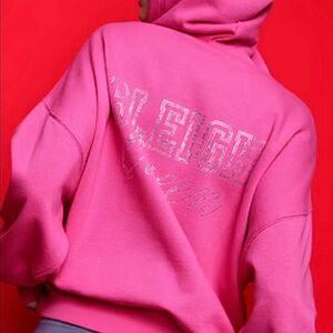 Pink by Victoria secret Hoodie with Glitter Text “sleigh queen”